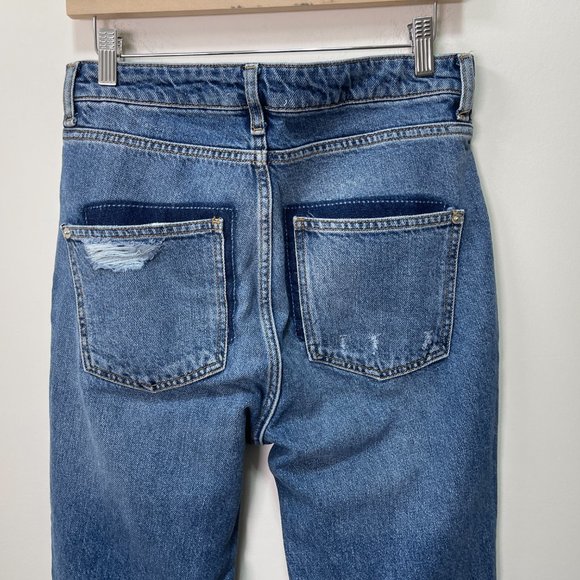 Mango Cameo Relaxed Straight Step Waist Raw Hem Jeans sz 6 - Picture 13 of 16